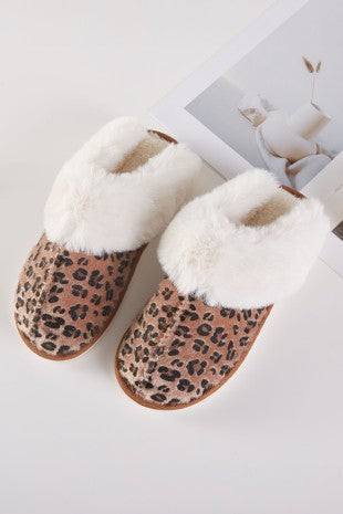 Fuzzy Leopard House Slippers