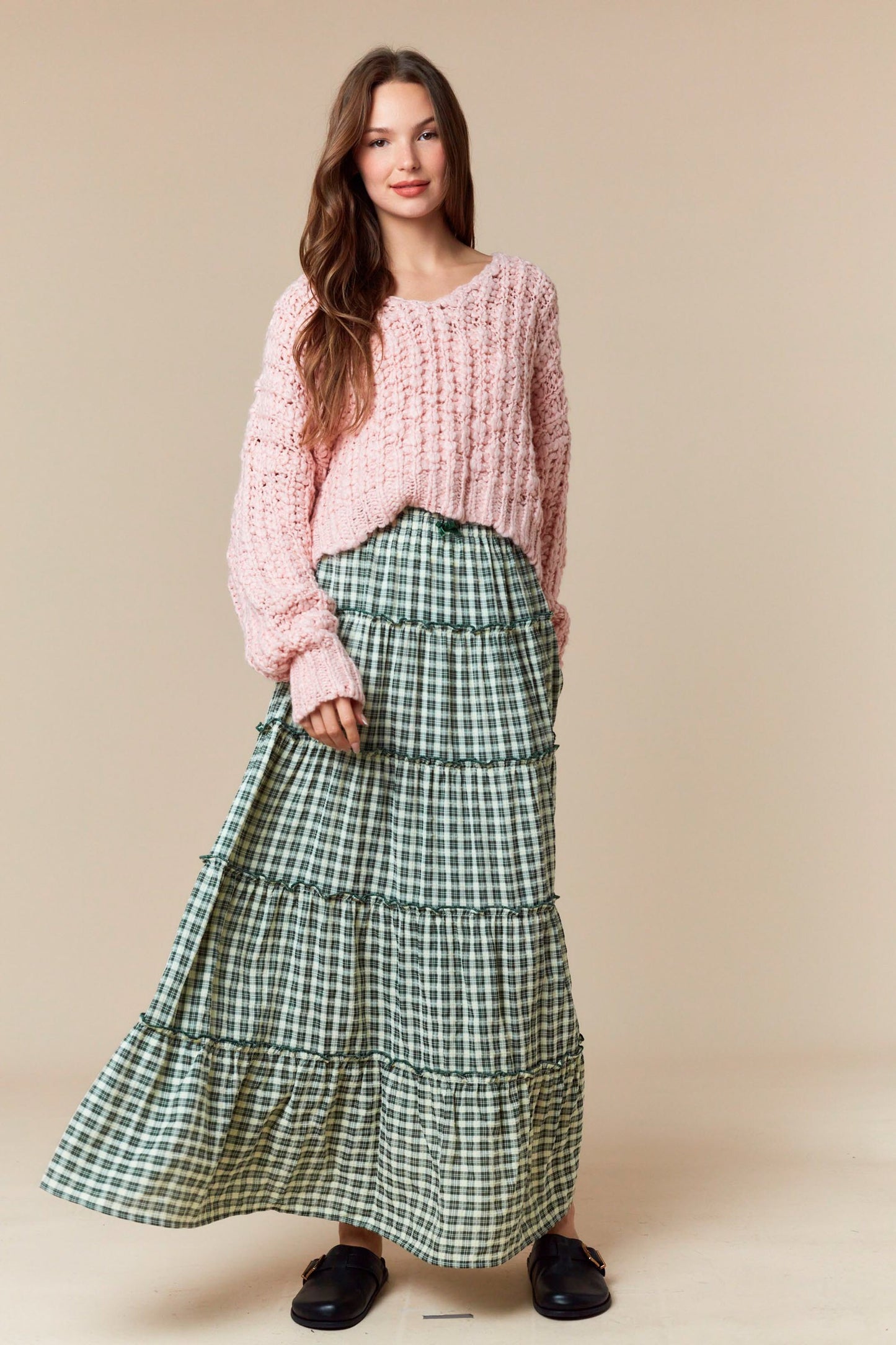 Pink Popcorn Yarn Cropped Sweater