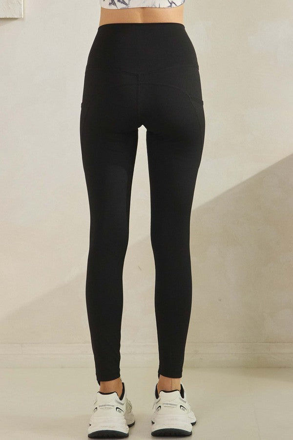 CloudFlex Full Length Black Activewear Leggings, high-rise waistband, pockets. Available in sizes XS-XL.