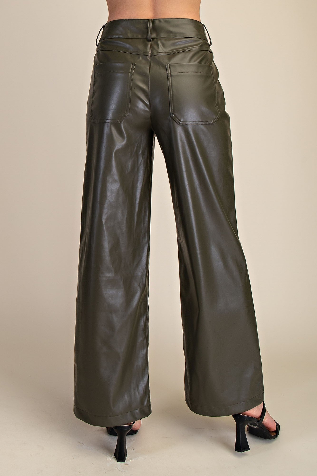 HW Wide Leg Faux Leather Pants