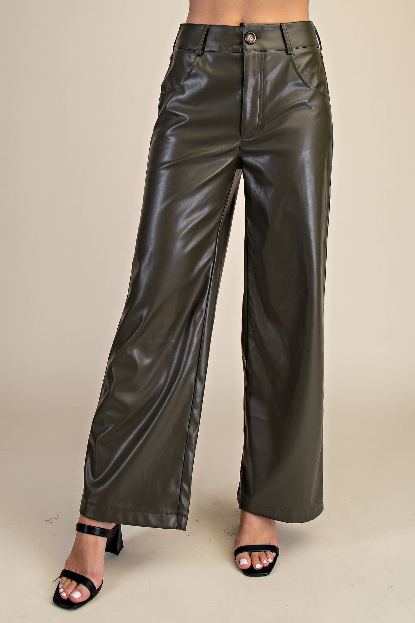 HW Wide Leg Faux Leather Pants