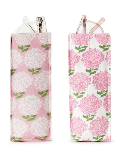 Pink Hydrangea Eyeglass Holder with white floral design; available in multiple sizes.