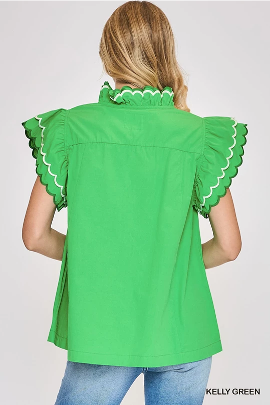 Scalloped Neckline Top