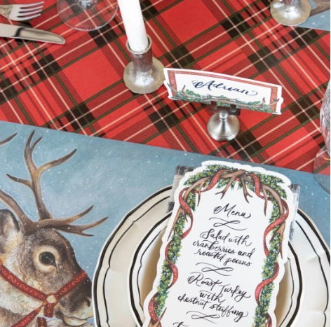 Red plaid Christmas runner.