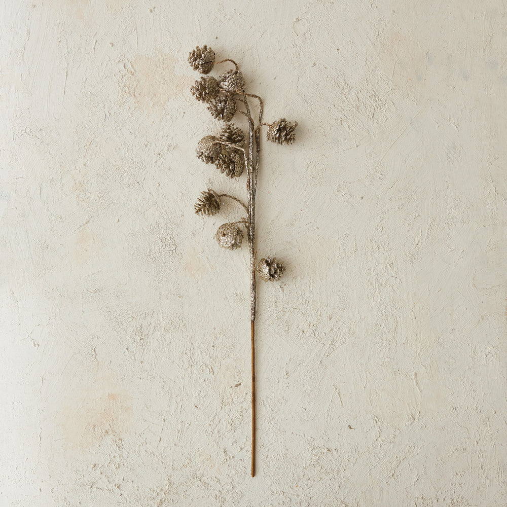 Champagne glitter pinecone stem.