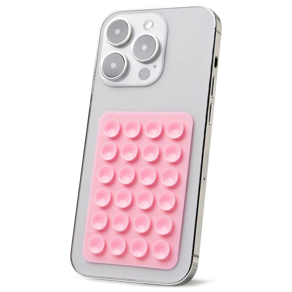 Pink silicone Modern Monkey Tentacle Tech Suction Phone Mount with raised bubbles, available in small and large sizes.