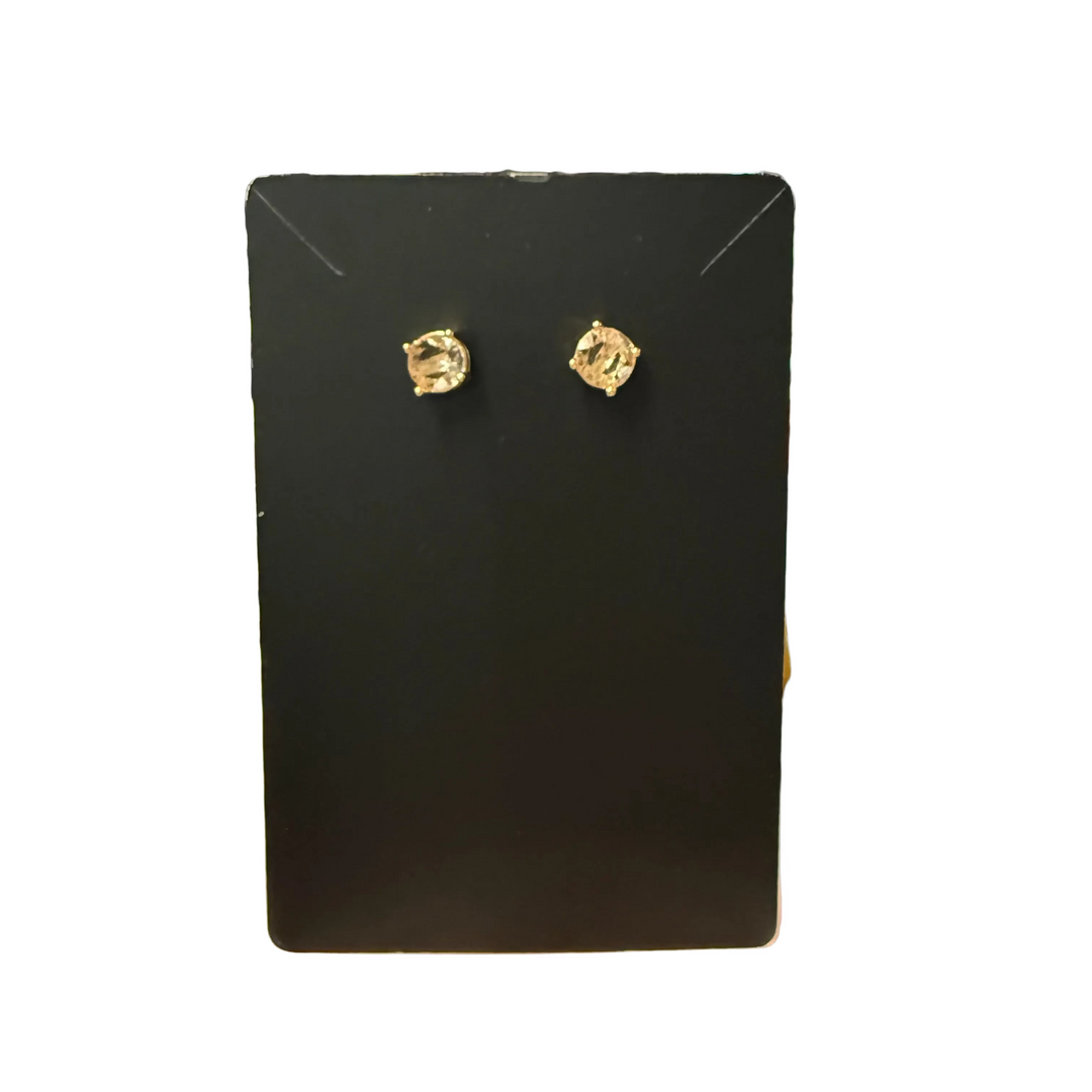 Gold Crystal and Pearl Front/Back Stud Earrings with small square gold-toned reversible studs. Available sizes: S, M, L.