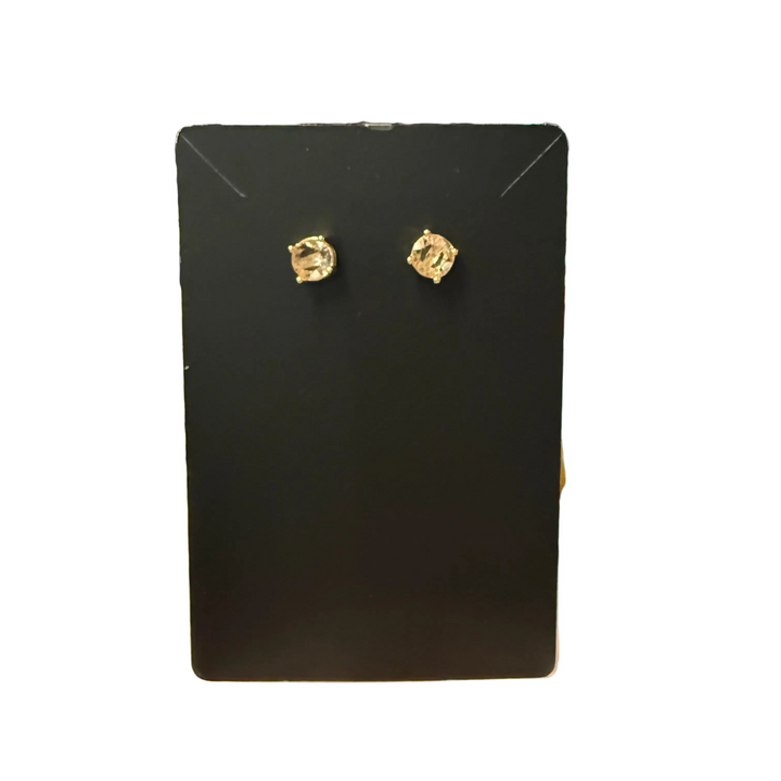 Gold Crystal and Pearl Front/Back Stud Earrings with small square gold-toned reversible studs. Available sizes: S, M, L.