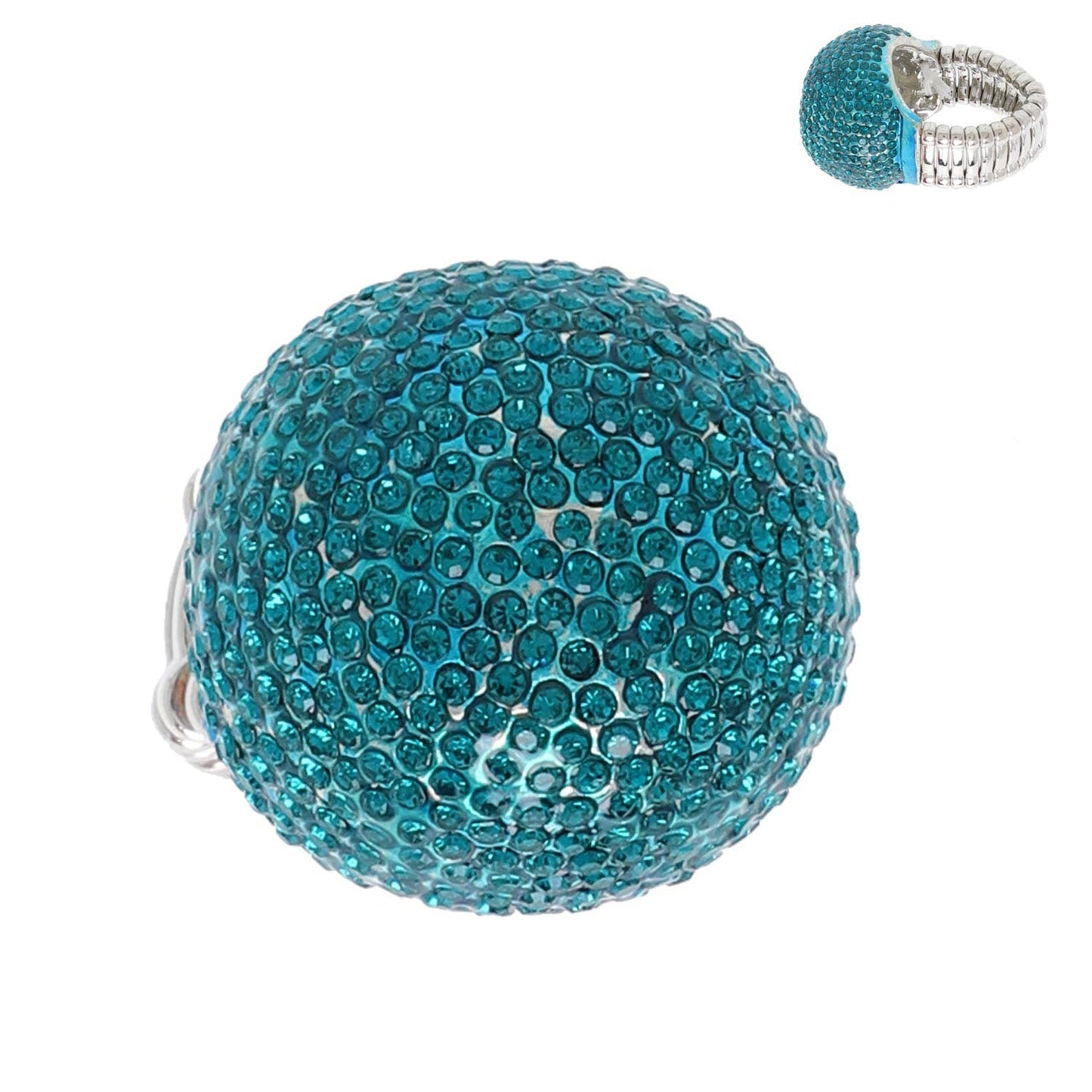 Crystal Rhinestone Disco Ball Stretch Ring: Red