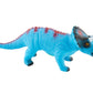 **Dino Toys With Sound**

- **Description:** Blue plastic Triceratops toy with black and dark purple frill, red spots, and white horns/beak. Features sound effects.
- **Sizes Available:** Small, Medium, Large