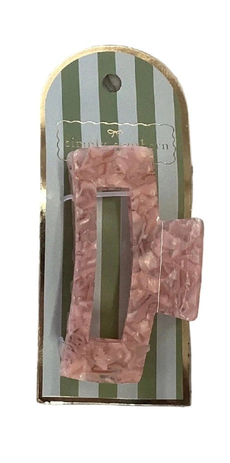 Pink marbled rectangular claw clip; sizes available.