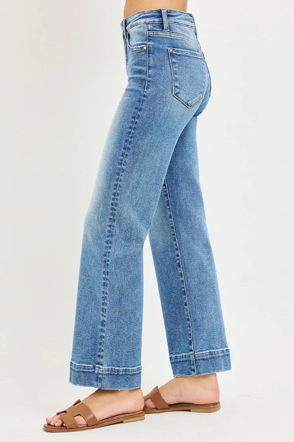Risen Tummy Control High Rise Straight Jeans.