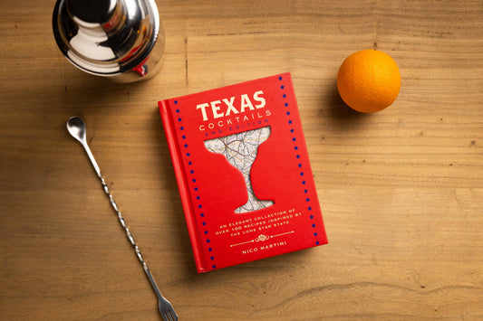 Red book titled "Texas Cocktails (Second Edition)"; available in standard print size.