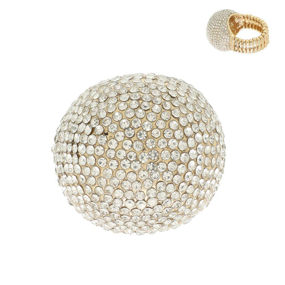 Crystal Rhinestone Disco Ball Stretch Ring: Champagne