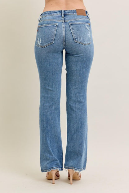 Light blue Judy Blue Vintage Wash Boot Cut Jeans. Available in sizes 24-32.