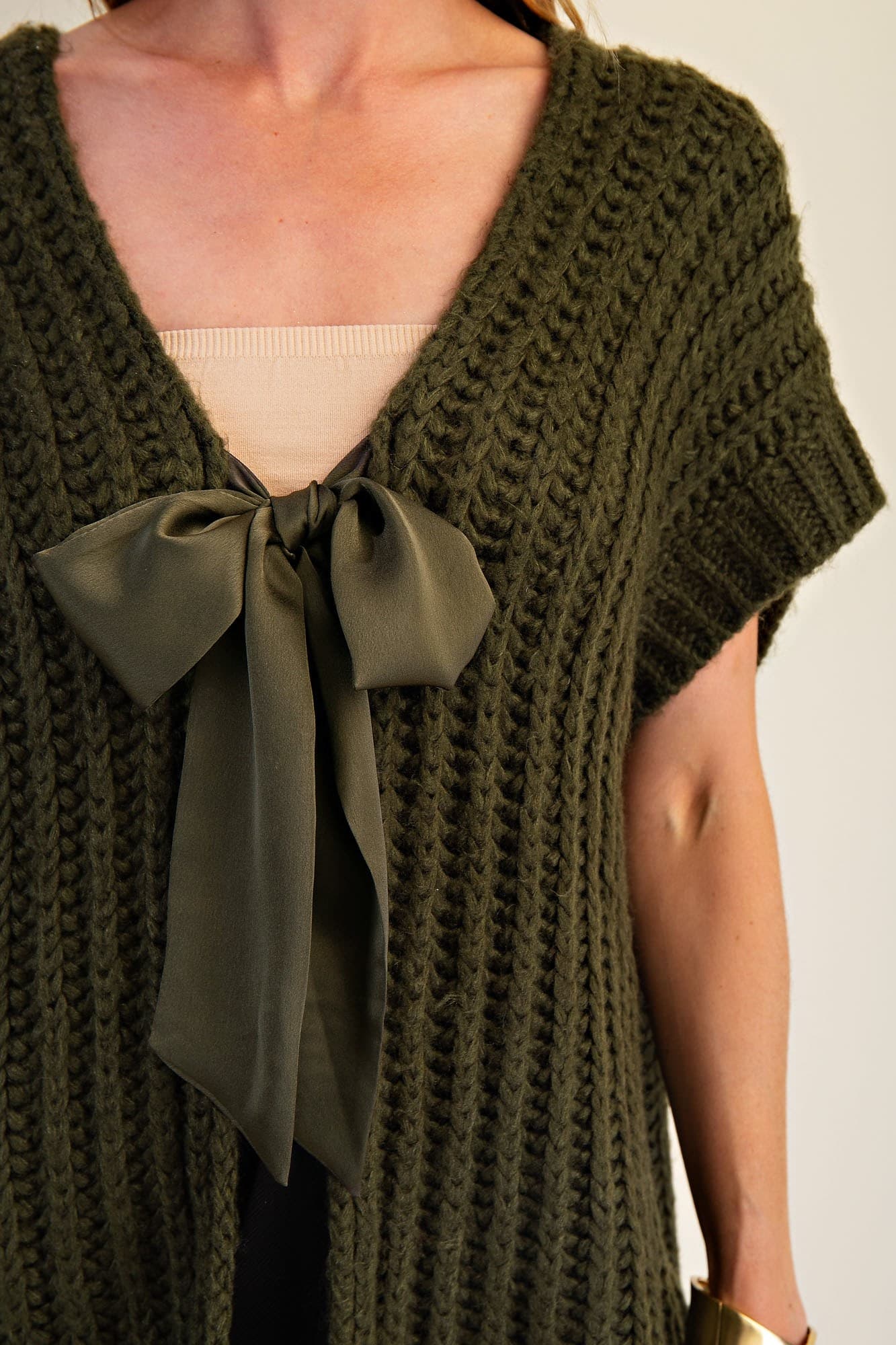 Olive Ribbon Sweater