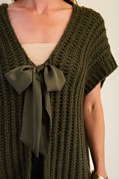 Olive Ribbon Sweater
