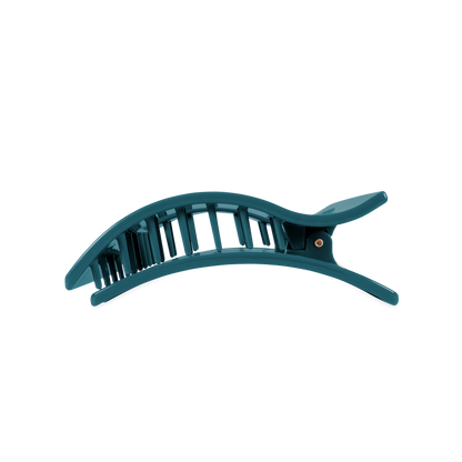 Teal With It Large Flat Rectangle Hair Clip from TELETIES featuring a curved design and interlocking teeth; available in large size.