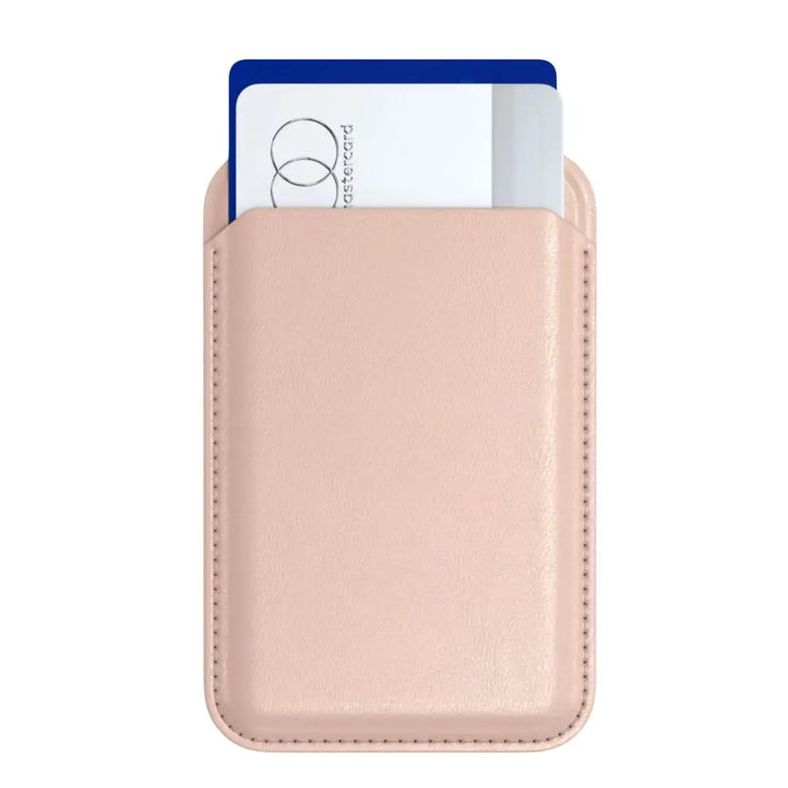Light pink Magnetic Wallet &amp; Stand, pocket showing partial cards. Available in multiple sizes.