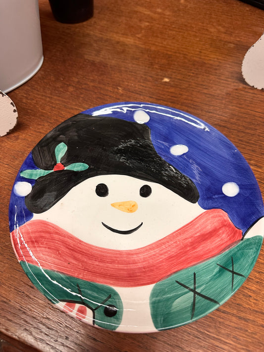 Snowman Pottery Plate