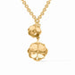 Bloom Lariat Necklace: two gold flower pendants, one small, one large, on adjustable 24K gold-plated chain. Sizes available.