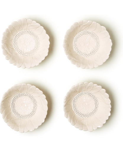 Set of 4 hand painted sunflower bowls with textured petal and center design. Available in small, medium, large, and XL.