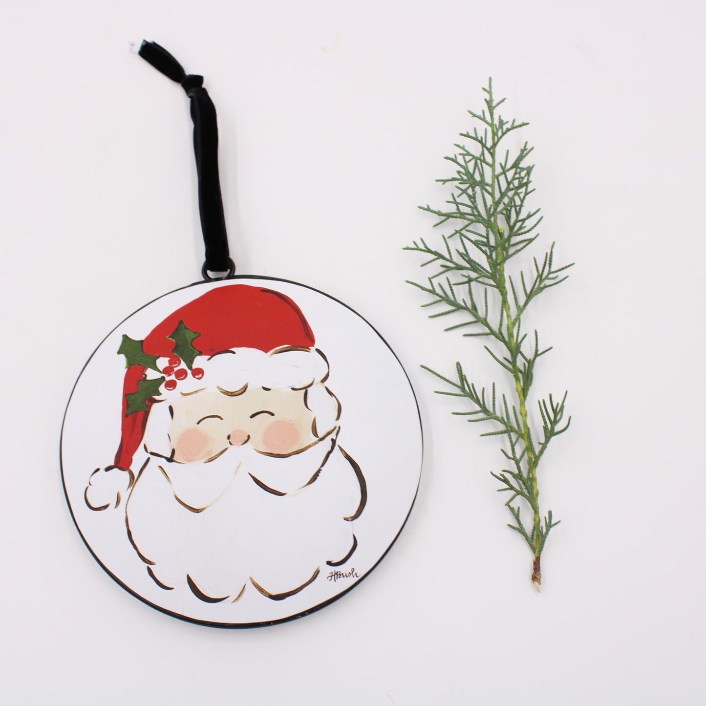 Round Metal Disc Holiday Ornament