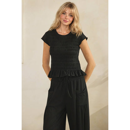Boho Black Smocked Lounge Set