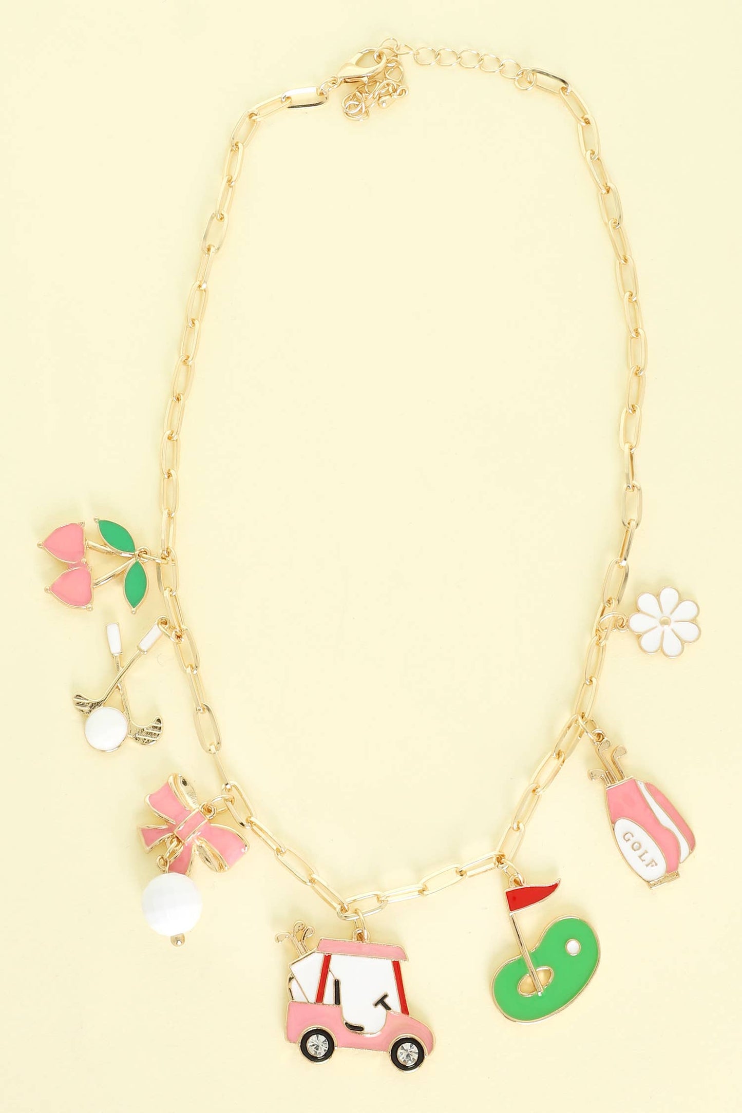 Golf Theme Multi-Charm Necklace