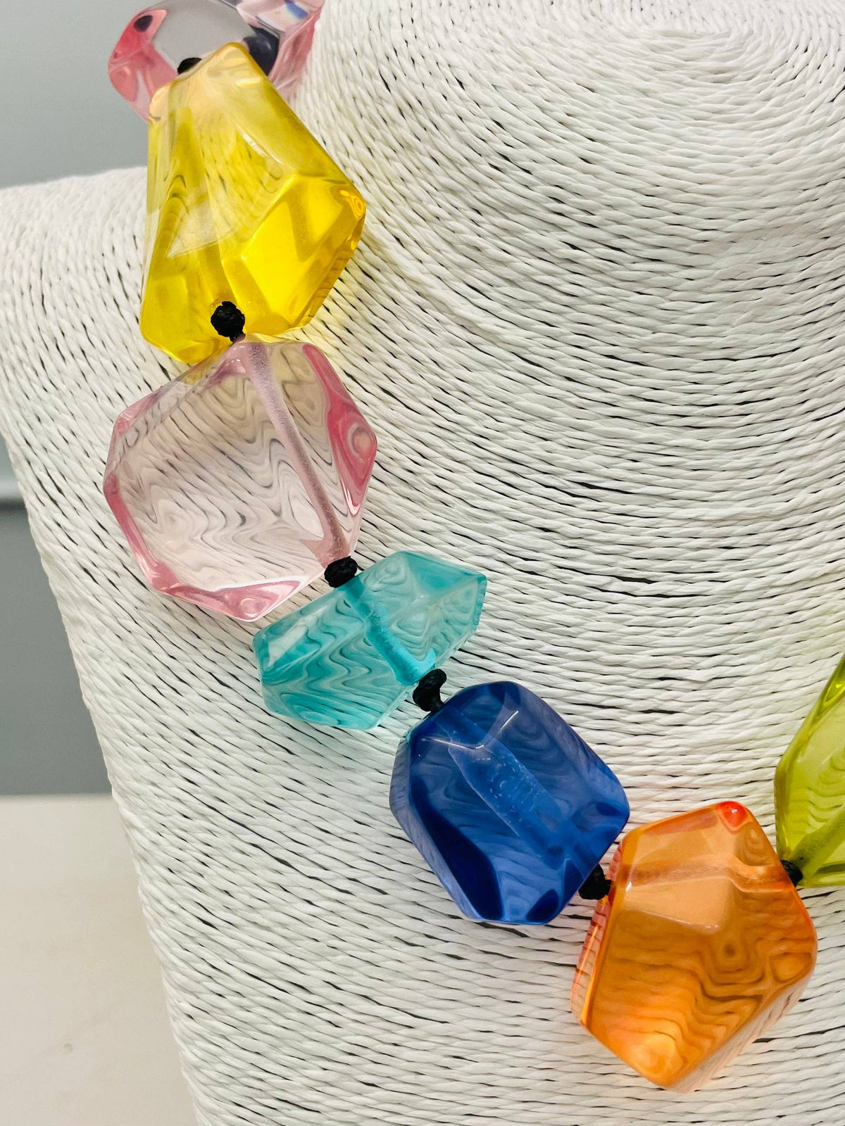 CHIC - Clear Stone Necklace (multi) NK890 with large, faceted yellow, pink, blue, teal, and orange beads; available in multiple sizes.