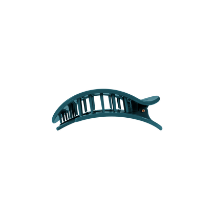 Teal With It Small Flat Round Hair Clip in teal plastic with an open, curved design. Available in small size.