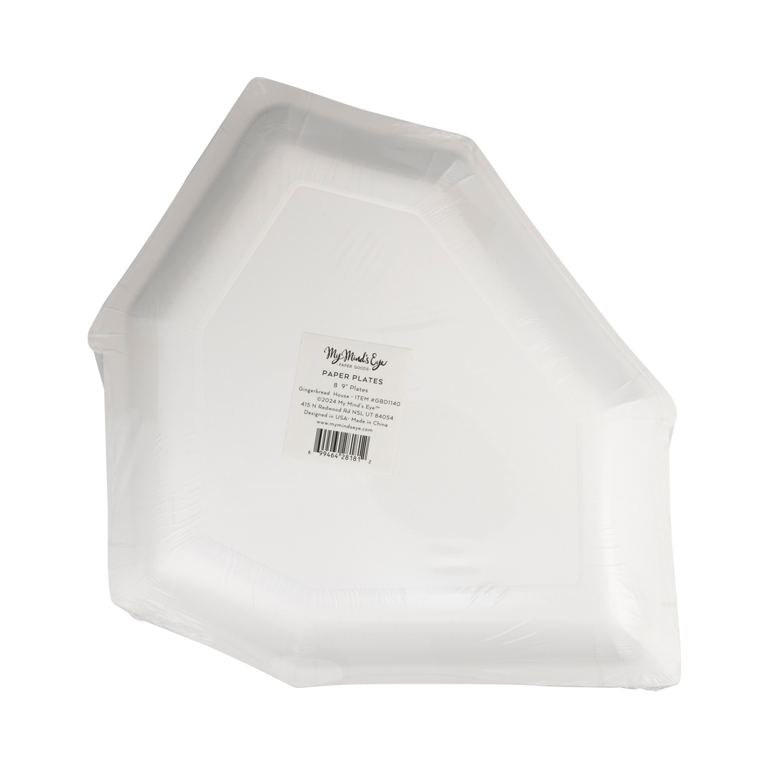 House-shaped Gingerbread House 9″ Plate sets.