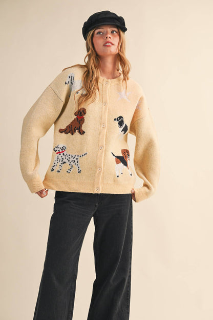Knit Dog & Star Sweater Cardigan
