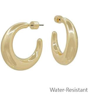 Water resistant Gold Thick Hoop Earring