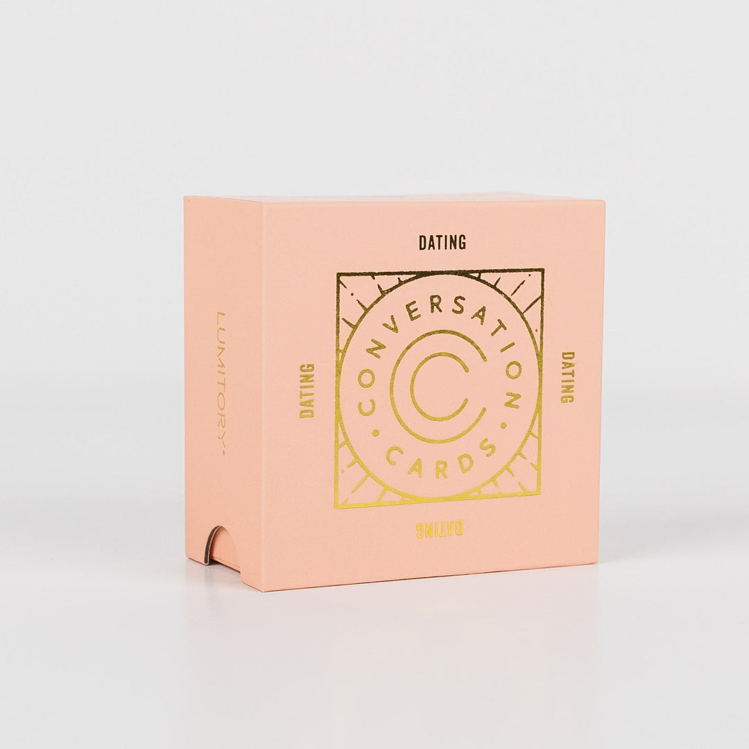 Peach box labeled "Conversation Cards" in gold, "Girls Night" above/below. Brand: Lumitory. Sizes available: not specified.