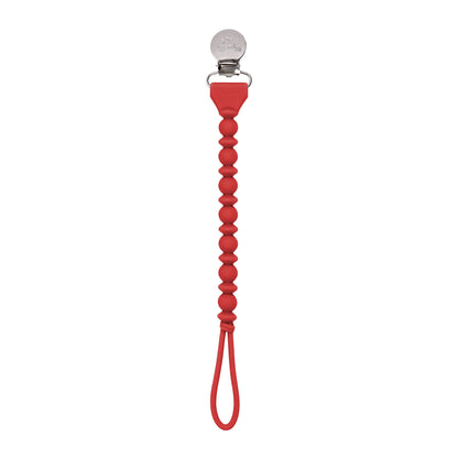 Sweetie Strap™ Hero Blue Beaded silicone pacifier clip with metal clasp and loop; available in one size.