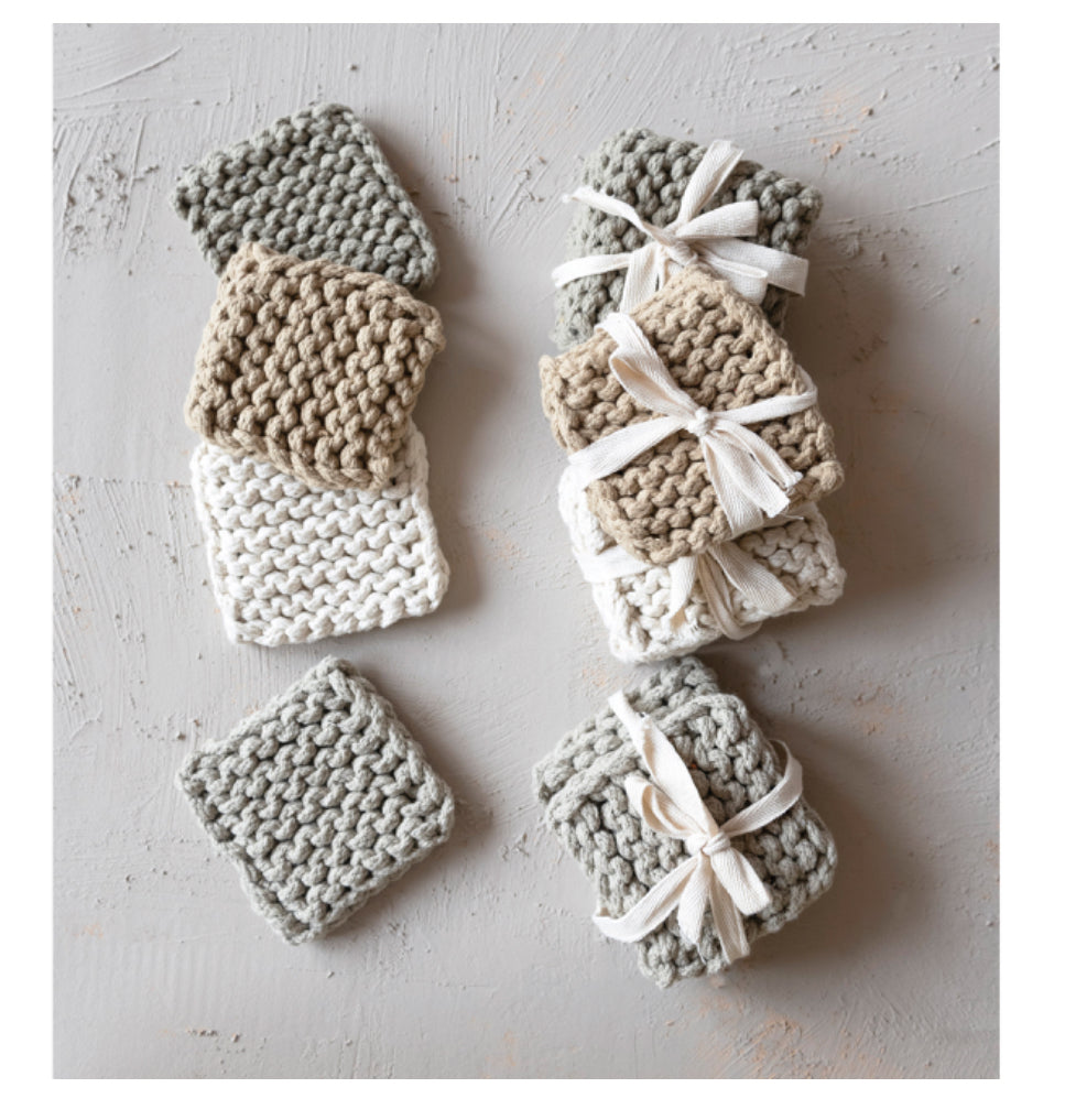 Cotton Crocheted Coasters, Set of 4