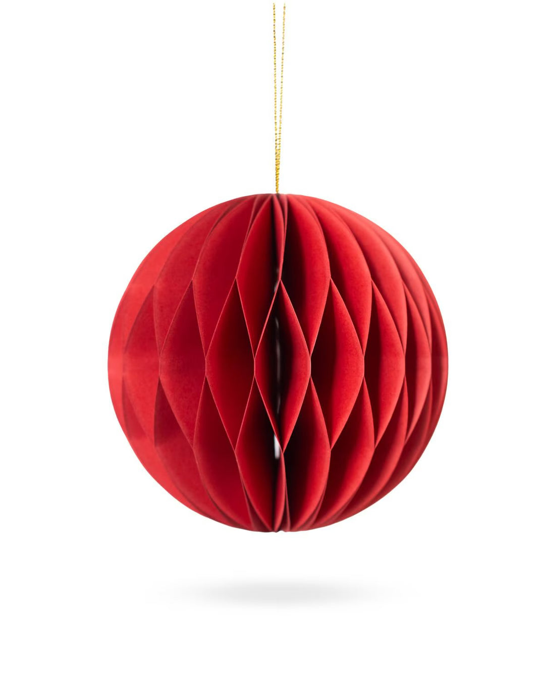 Red 4-inch Anderson Paper honeycomb ornament ball.