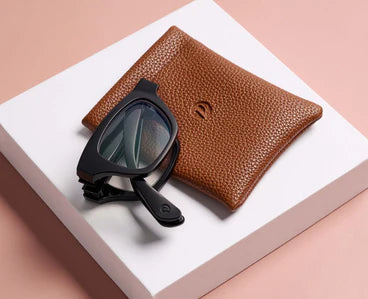 The Peepers - Twofold black foldable sunglasses with UV400 protection, available in standard and wide sizes.