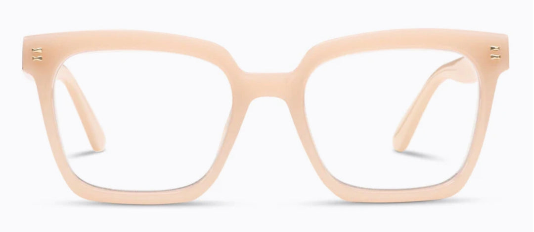 Peepers - Montage rectangular eyeglasses with taupe frames and clear lenses. Available sizes: small, medium, large.