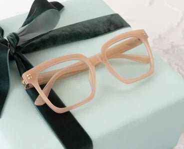 The Peepers Montage taupe square eyeglasses. Available sizes: Small, Medium, Large.