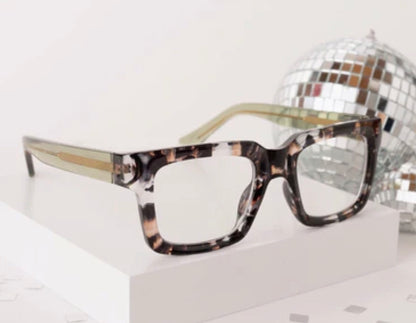 Peepers - Spotlight tortoiseshell chunky rectangular eyeglasses with wire core temples. Available in multiple sizes.