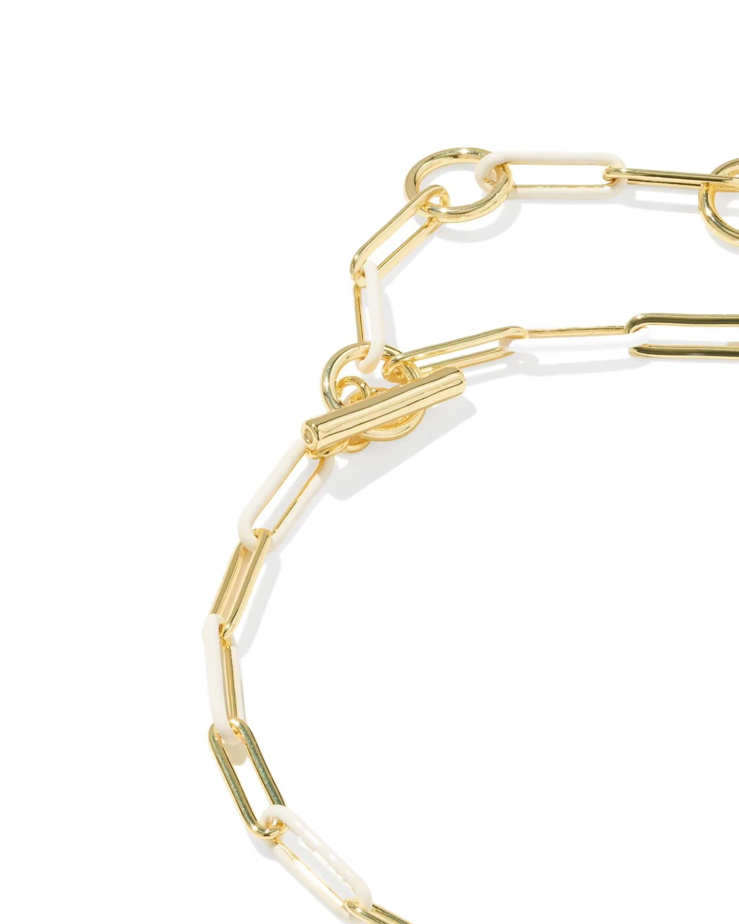 Courtney Enamel Bracelet by Kendra Scott with elongated oval links and toggle closure. Available in S/M and M/L sizes. Only part of the bracelet is shown.