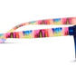 Peepers Maisie glasses with blue square frames and multicolored tie-dye arms. Available in small, medium, and large sizes.