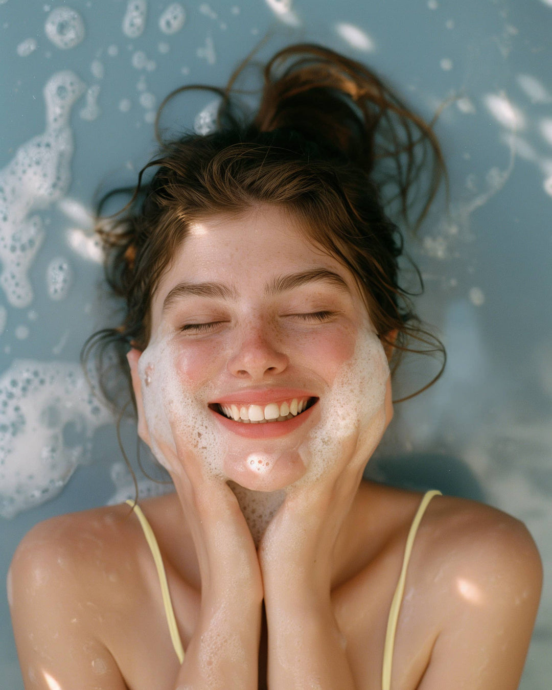 Eggwhite &amp; Chamomile Facial Soap lathers in foamy bubbles. Available in 100g and 200g bars.