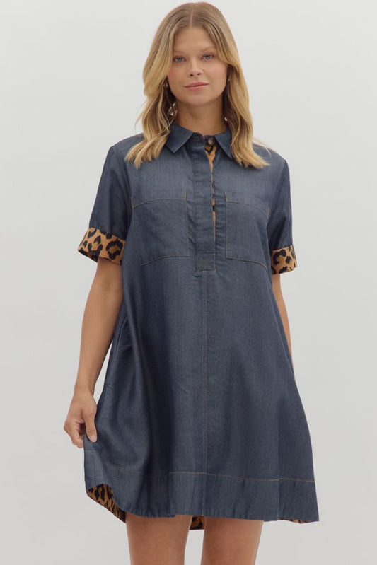 Dark Denim Animal Print Dress