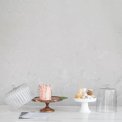 White Glass Pedestal w/ Cloche (2 Pieces)