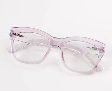 Translucent light purple rectangular eyeglasses with anti-reflective coating; The Peepers - Shine On. Available in multiple sizes.
