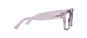 Clear, light purple plastic Peepers Shine On eyeglasses with thick arms, UV400 protection. Available in multiple sizes.