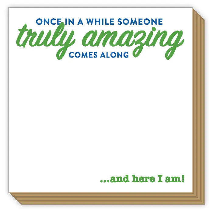 Luxe Notepads with gold edge, inspirational quote in green and blue. Available in various sizes.